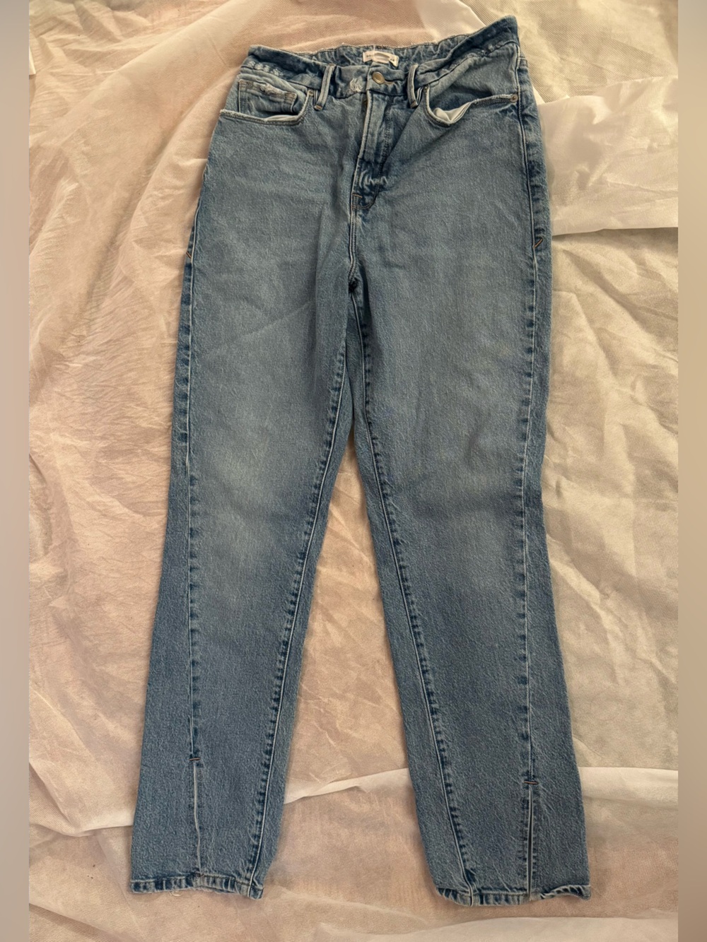 Good American Good Boy Straight Jeans Split Hem Size 6/28